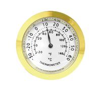Gralara Termometro Analogico Mini Meccanico per Chitarra con Quadrante Rotondo in Metallo Doppia Fahrenheit Movimento Meccanico Adatto, Oro 37mm