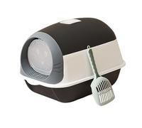 Gralara Toilette per Gatti Completamente Chiusa, lettiera per Gatti con Cappuccio, Padella per Gatti Durevole con Porta Anteriore, vaschetta per lettiera per, Nero Bianco
