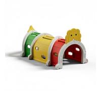 Gralara Tunnel da Gattonamento in Plastica Multifunzione Tunnel Gioco a Forma di Treno Materiale Plastico Percorso Motorio Educativo per Bambini, Neonati, Leone Colorato