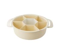 Gralara Vassoio da portata diviso, vassoio per pentole calde, per uso domestico, resistente all'usura, pratico organizer rotante per la, Bianco Crema