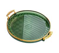 Gralara Vassoio Rotondo Porta Frutta con Pratico Manico in Pp Piatto Espositore Dolci Durevole E Decorativo Vassoio Alimenti Multifunzionale Adatto, Verde