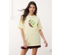 Gramicci - T-shirt giallo limone con stampa di kiwi L