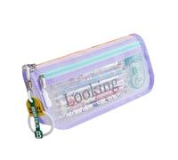 Gramigg Astuccio trasparente ad alta capacità per matite e pennarelli, organizer da viaggio, borsa per cosmetici per adulti e studenti, organizer trasparente per piccoli attrezzi, Viola
