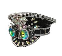 Gramigg Bejeweled, cappello da capitano con cristalli scintillanti, per discoteca, cocktail, feste, con diamanti scintillanti incastonati per palcoscenico