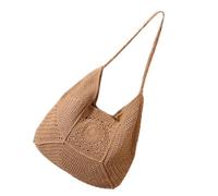 Gramigg Borsa da donna Trend Ascella Borsa Moda Spalla di paglia Hollow Beach Vacanze Ascelle per Viaggi Vacanze All-Matching Borsa per le Donne Moda Ascella Spiaggia Spalla di Paglia, Caff, One Size