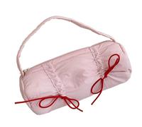 Gramigg Borsa per penne con fiocco, con manico, di grande capacità, organizer per penne da viaggio, borsa da viaggio per trucchi per studenti e donne, B