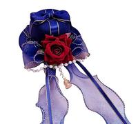 Gramigg Cappello a cilindro lungo in pizzo con nastro gotico fiore bombetta Day of the Dead Cosplay Party Costume copricapo per donne Decori per capelli gotico Lolitahat elegante copricapo