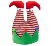 Gramigg Cappello da elfo unisex, cappello natalizio in pile per le vacanze, leprechaun allegro, streetwear, blingbling berretti, cappello a righe