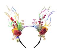 Gramigg Cerchietto natalizio con corna floreali, per feste e feste natalizie, accessorio per capelli