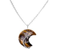 Gramigg Collana con ciondolo a forma di luna collane di cristallo per donne uomini pietra naturale collare catena girocollo gioielli collana per le donne