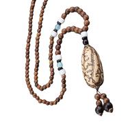 Gramigg Collana con perline in legno fatta a mano, collana lunga e delicata unisex