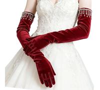 Gramigg Guanti vellutati senza cuciture decorati con strass per danza e accessori fotografici, offrono comfort e flessibilità in abiti da ballo lunghi guanti da festa, A, Taglia unica