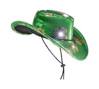 Gramigg LED Irish Patricks Day Hat National Day Hat Personalità Carnevale Partito Natale Unisex Casual Berretti Adulto Patricks Green Cowboy