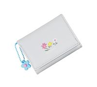 Gramigg Semplice borsa corta porta carte portafoglio triplo portafoglio in pelle PU portamonete con stampa floreale portafoglio bello cambiamento per quotidiano in pelle PU cambio stampa floreale
