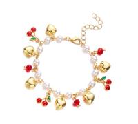Gramigg Stili di vocazione decorazione per donne alla moda con cuore di fragole ciliegie e perle perline uso quotidiano ciliegia cuore, as shown, lega metall