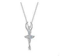 Gramigg Trendy Little Girl Neck Chain Ballet Dancer Pendant Necklace Rhinestone Charm Neckwear Fashion Girl Party Jewelry Pieces Dance Class Accessory