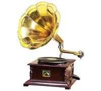 Grammofono con tromba in ottone HIS MASTER'S VOICE riproduzione quadrato
