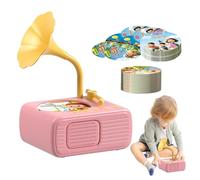Grammofono per bambini 96 carte, giocattolo per dischi fonografici musicali per bambini - Giocattoli portatili per raccontare storie con 96 carte per la famiglia degli amici dei bambini