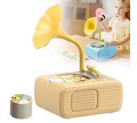 Grammofono per Bambini, Giradischi per Bambini con 96 Dischi e 8 Schede di Registrazione, Macchina per Storie Educative per L'apprendimento della Musica per Giocare In Famiglia Prima Andare a yellow