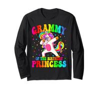 Grammy of The Birthday Princess Girl Dabbing Unicorn Mom Maglia a Manica