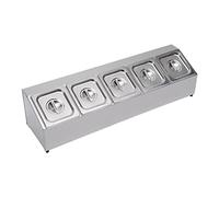 GramStudio Contenitore gourmet in acciaio inox con 5 griglie con coperchio e ripiano per spezie, per ristoranti, negozi di barattoli caldi