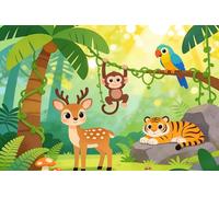 Gran Bandiera Animal Bird Parrot Tiger Monkey Deer In Summer RainTrees