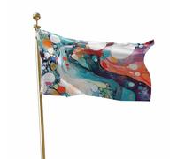 Gran Bandiera Geometric Cyan Red Modern Abstract Boho d Bandiera