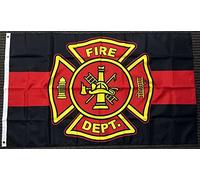 Gran Bandiera Red And Black Fire Department Firefighter New Robusta Bandiere Personalizzate Stampata Striscione Per Parades Business Events 90X150Cm