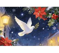 Gran Bandiera White Dove Flying In The Sky Peace Love Winter Red Flowers