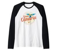 Gran Canaria Parrot Isole Canarie Spagna Souvenir Vintage Maglia con Maniche Raglan