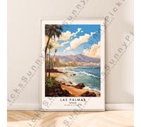Gran Canaria Viaggi Poster Illustrazione Art Las Palma Muro Stampa Decorazione