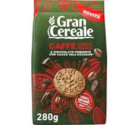 Gran Cereale, Biscotti Gran Cereale al Caffè, Biscotti Integrali e Ricchi di Fibre, con 100% Caffè Arabica e Pepite di Cioccolato Fondente, 280 g