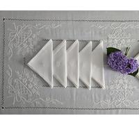 Gran misura Elegante Tovaglia 12 posti in misto lino con ricamo a mano bianca 175x355 cm