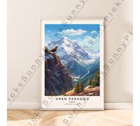 Gran Paradiso Illustrazione Stampa Mountain Natura Poster da Parete Italia