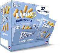 Gran Pavesi Snack Tocchetti, Snack al Mais Cotti al Forno, Senza Olio di Palma, Snack Salato e Gustoso, Confezione da 32 Pacchetti