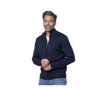Gran Sasso - Gilet Blu Navy con Zip e Colletto a Costine - - Knitwear - Uomo - Blu - 2XL