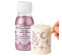 Gran Velada - Vernice per candele rosa polverosa metallizzata 60 ml | Facile da usare | Ideale per decorare le tue candele | Rivestimento effetto metallo per candele
