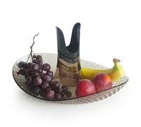 Granata Perica Porta Frutta da Tavolo, Centro Tavola Moderno con Design in Policarbonato Trasparente di Qualità, Fruttiera Centrotavola con Alloggiamento Portatovaglioli o Portacandela