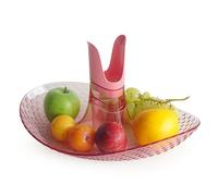 Granata Perica Porta Frutta da Tavolo, Centro Tavola Moderno con Design in Policarbonato Trasparente di Qualità, Fruttiera Centrotavola con Alloggiamento Portatovaglioli o Portacandela