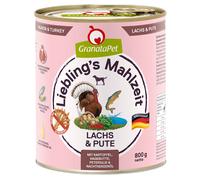 GranataPet 24 x 800 g Alimento umido per cane - Adult Salmone & Tacchino con Patate, Rosa Canina e Prezzemolo