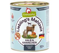 GranataPet 24 x 800 g Alimento umido per cane - Adult Vitello & Coniglio con Zucchine, Zucca e Olio di lino