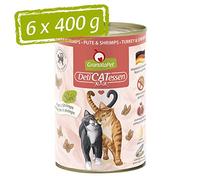 GranataPet DeliCatessen con tacchino e gamberetti, cibo umido gatti, gustose scatolette gatto senza cereali e zuccheri aggiunti, alimento umido per gatti, 6 x 400 g