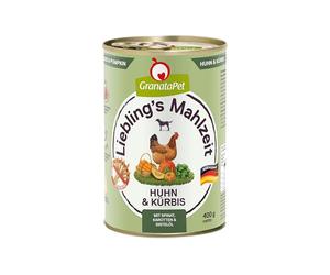 GranataPet Liebling's Mahlzeit Cibo Umido per Cani - Pollo e Zucca, Senza Cereali e Zuccheri Aggiunti - Alimento Completo in Scatolette - 6 x 400 g