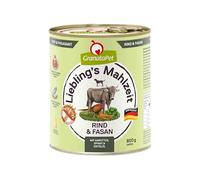 GranataPet Pasto preferito di manzo e fagiano, cibo umido per cani, cibo per cani senza cereali e senza zucchero, alimento completo, 6 x 800 g