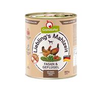 GranataPet Pasto preferito fagiano e pollame, cibo umido per cani, cibo per cani senza cereali e senza zucchero, alimento completo, 6 x 800 g