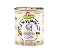 GranataPet Pasto preferito pollame PUR, cibo umido per cani, cibo per cani senza cereali e zuccheri aggiunti, alimento completo con alta percentuale di carne e oli di alta qualità, 6 x 800 g