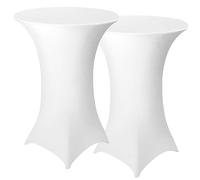 Granbest Confezione da 2 fodere per tavolo da cocktail, in spandex, con angoli quadrati integrati, per feste, banchetti, matrimoni, mostre, all'aperto (bianco, diametro 80-85 cm)