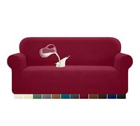 Granbest Copridivano elasticizzato, impermeabile, 1 pezzo, in spandex, jacquard, con gommapiuma antiscivolo (3 posti, rosso vinaccia)