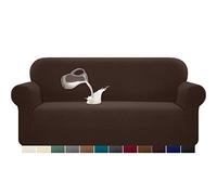 Granbest Copridivano elasticizzato, impermeabile, 1 pezzo, in spandex, jacquard, con gommapiuma antiscivolo (3 posti, cioccolato)