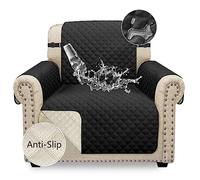 Granbest Copridivano IMPERMEABILE 1 Posto Copripoltrona Antiscivolo con Fasce Elastiche Copri Divano Lavabile per Bambini Animali Cani Gatti Quattro Stagioni Universale (1 Posto, Nero)